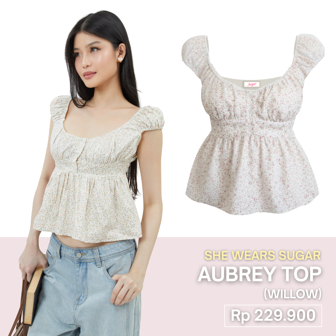 She Wears Sugar x Varrel Rievera – Aubrey Babydoll Top | Atasan Wanita Kekinian Casual Cute Baju Atasan Wanita Terbaru