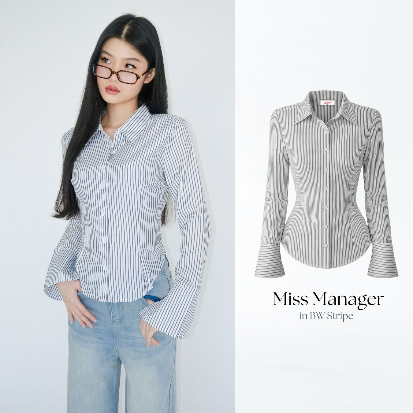 She Wears Sugar – Miss Manager Shirt | Atasan Wanita Kemeja Shirt Wanita Ngantor Outfit Kampus Korean Style Fit Body