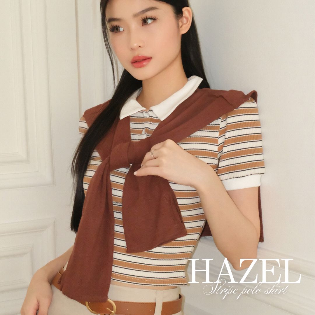 SHEWEARSSUGAR -- Hazel Polo Shirt | Garis - Garis | Kaos Polo Wanita