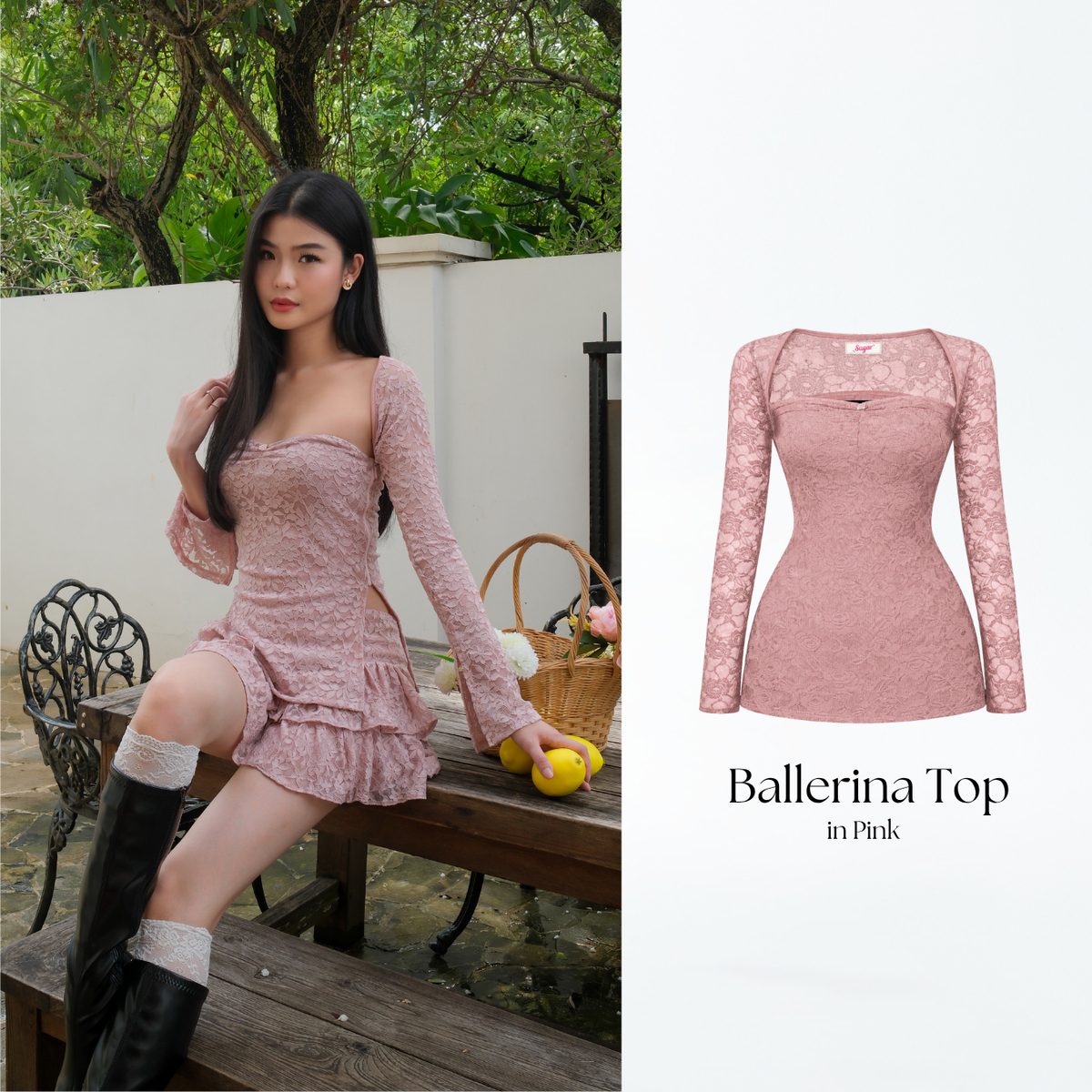 She Wears Sugar – Ballerina Top | Wrap Top Wanita Lace Top Summer Bali Outfit Korean Style Coquette