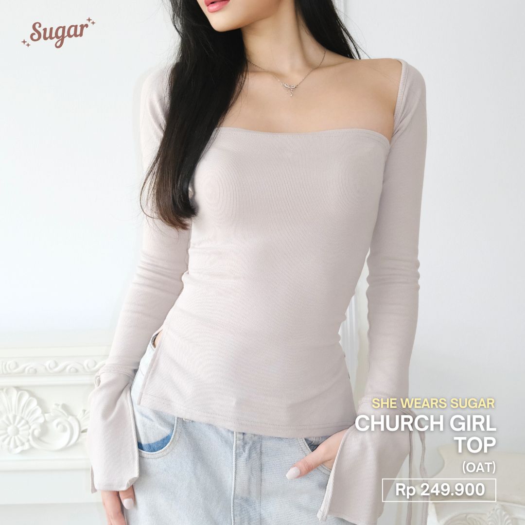 SHEWEARSSUGAR Church Girl Top | Top Wanita Atasan Lengan Panjang | Long Sleeve Top | Atasan Baju Wanita