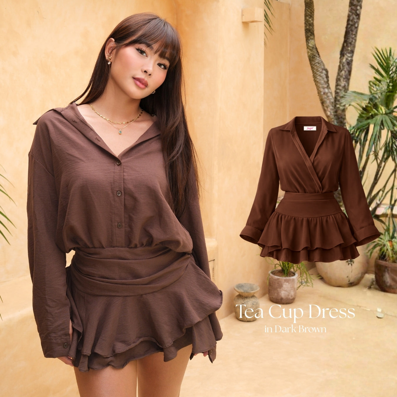 She Wears Sugar x Isabella – Tea Cup Dress | Dress Wanita Mini Dres Korea Summer Dress Gaun Putih Outfit Korea Baju Wanita Terbaru Bali Outfit