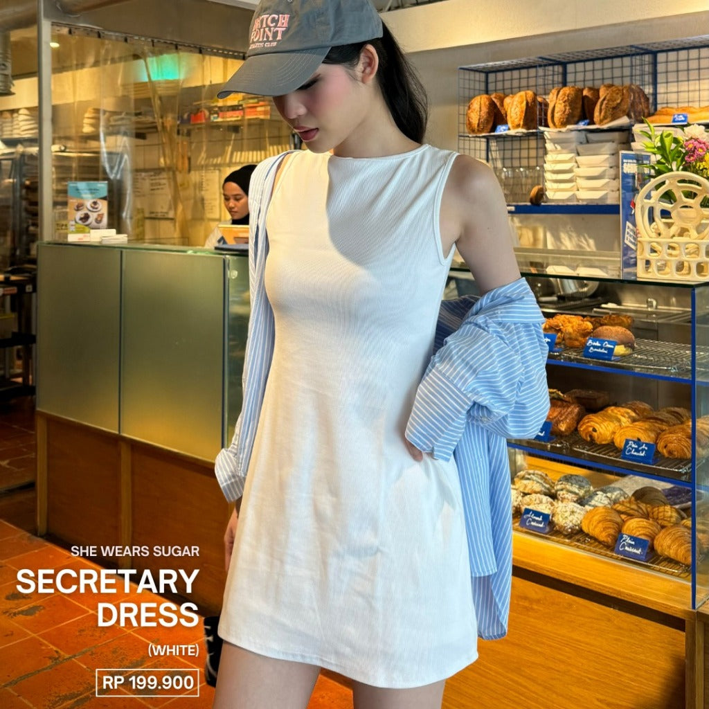 She Wears Sugar – Secretary Dress | Dress Wanita Mini Rib Formal Korean Style Fit Body Outfit Kerja