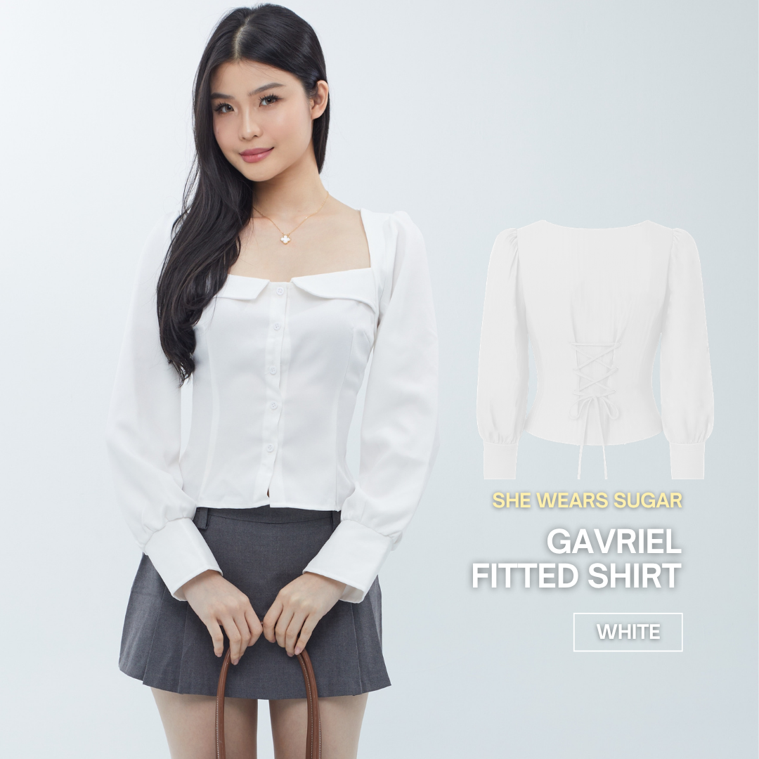 She Wears Sugar – Gavriel Top | Kemeja Wanita Fitted Shirt Atasan Wanita Baju Fit Body Top Korean Style