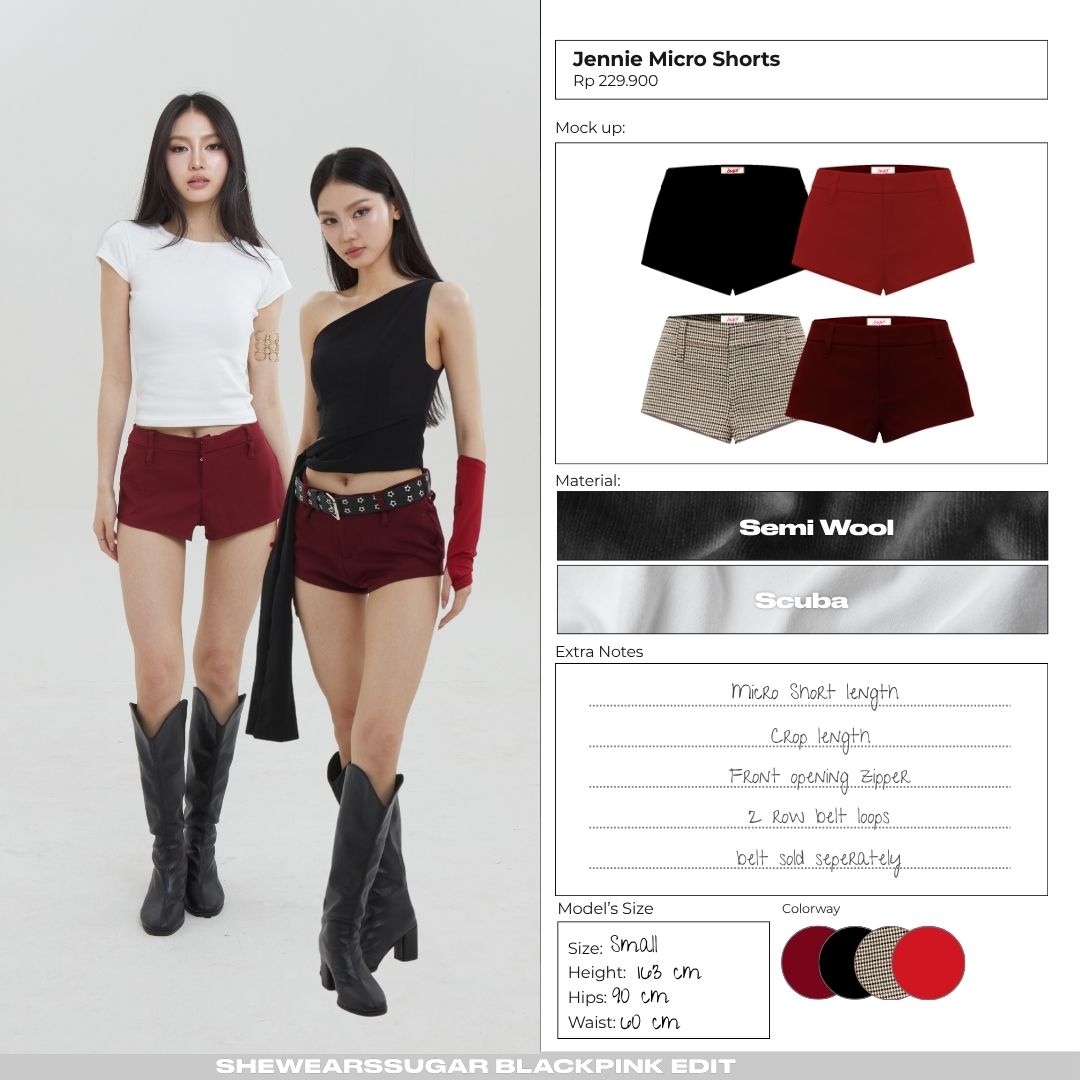 Shewearssugar -- Jennie Micro Short | Celana Wanita | Blackpink Konser Outfit