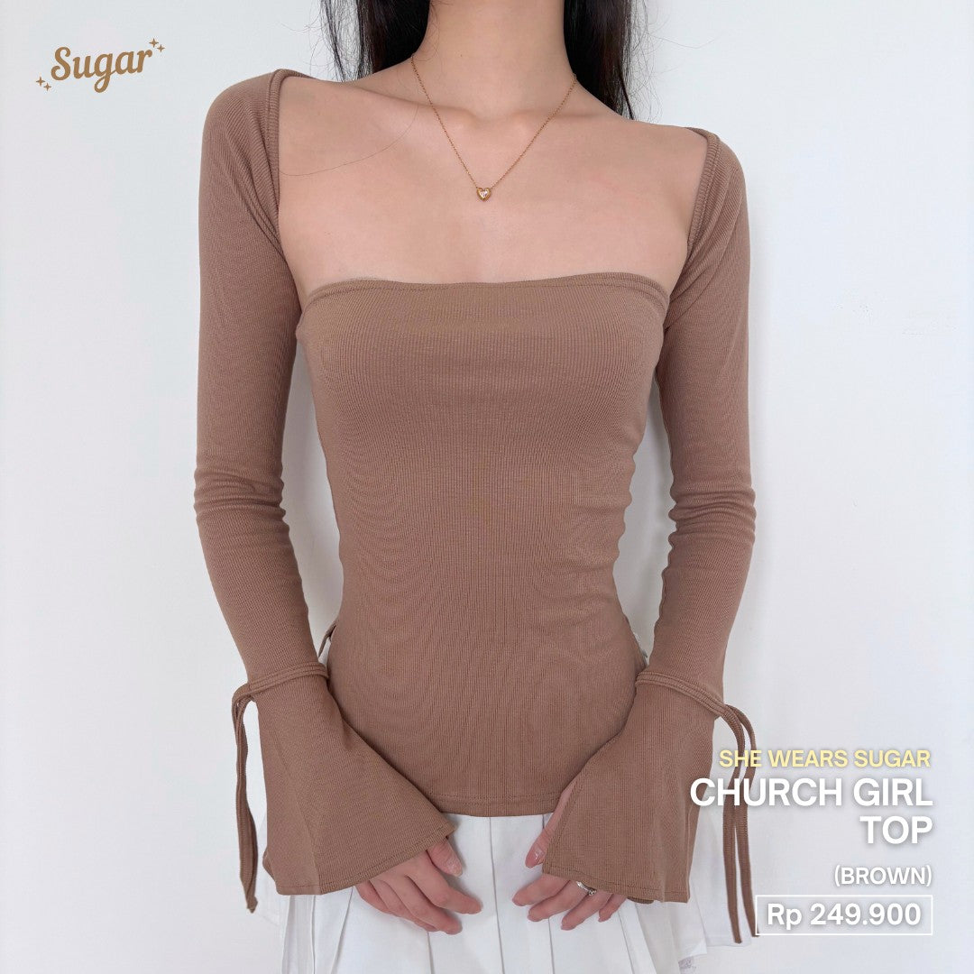 SHEWEARSSUGAR Church Girl Top | Top Wanita Atasan Lengan Panjang | Long Sleeve Top | Atasan Baju Wanita