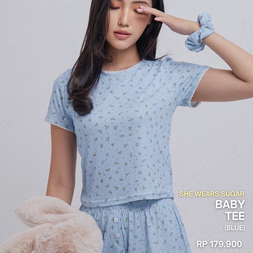 SHEWEARSSUGAR COZY - BABY TEE | Pakaian Wanita | Top Wanita | Baju Korea | Coquette Outfit