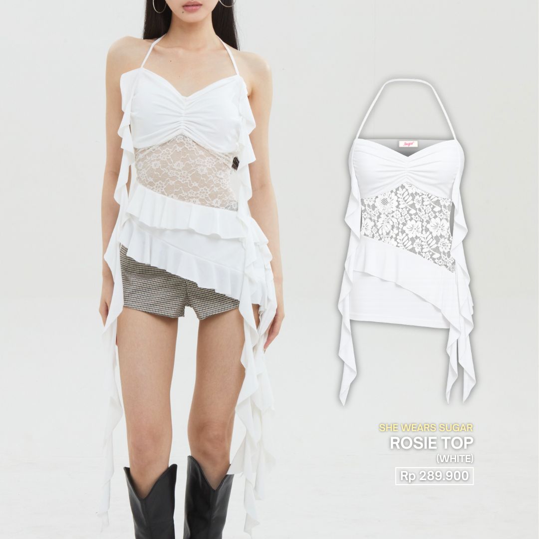 Shewearssugar -- Rosie Lace Top | Atasan Wanita Stylish | Blackpink Konser Outfit