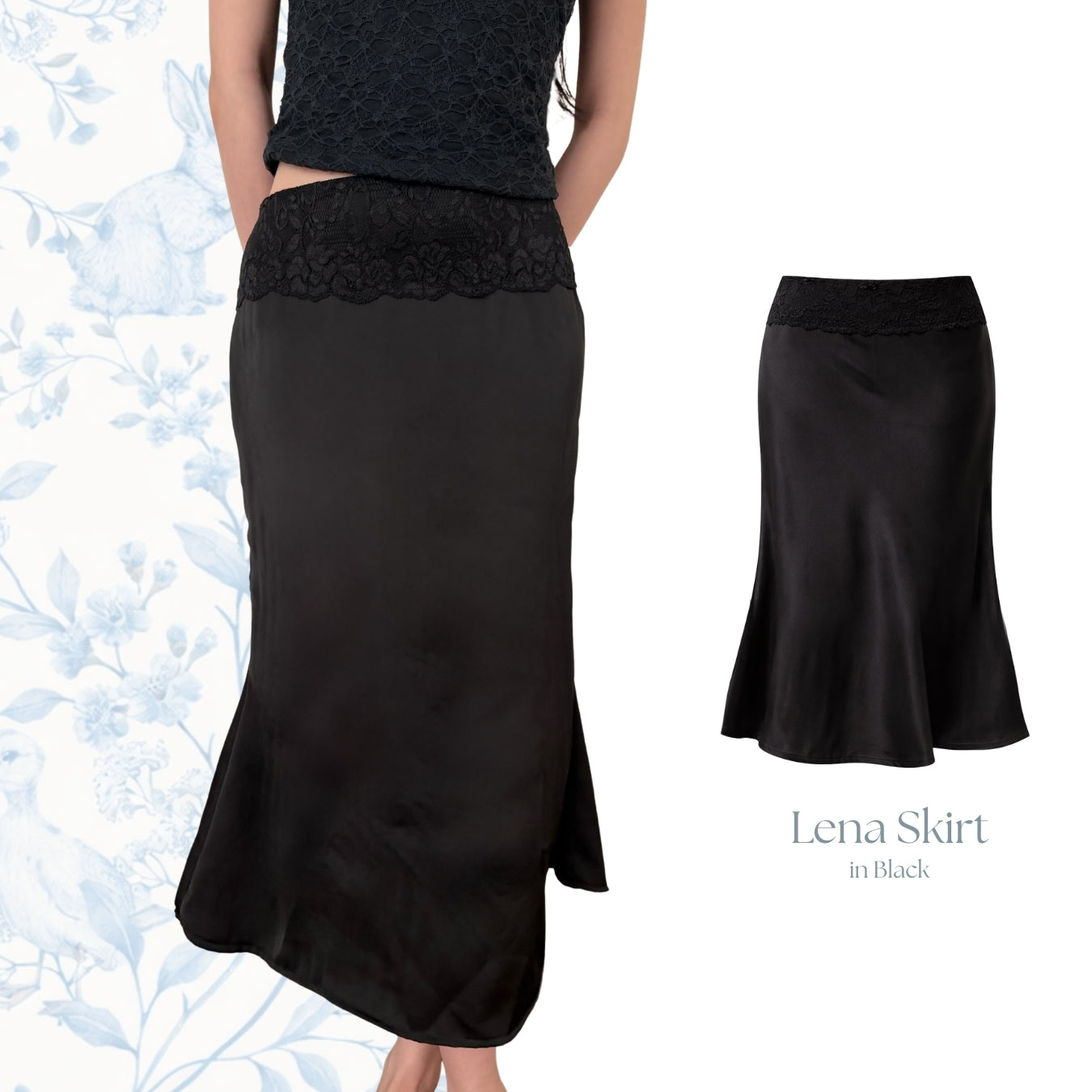 She Wears Sugar x Isabella – Lena Lace Midi Skirt | Rok Wanita Midi Lace Skirt Rok Renda Korean Style
