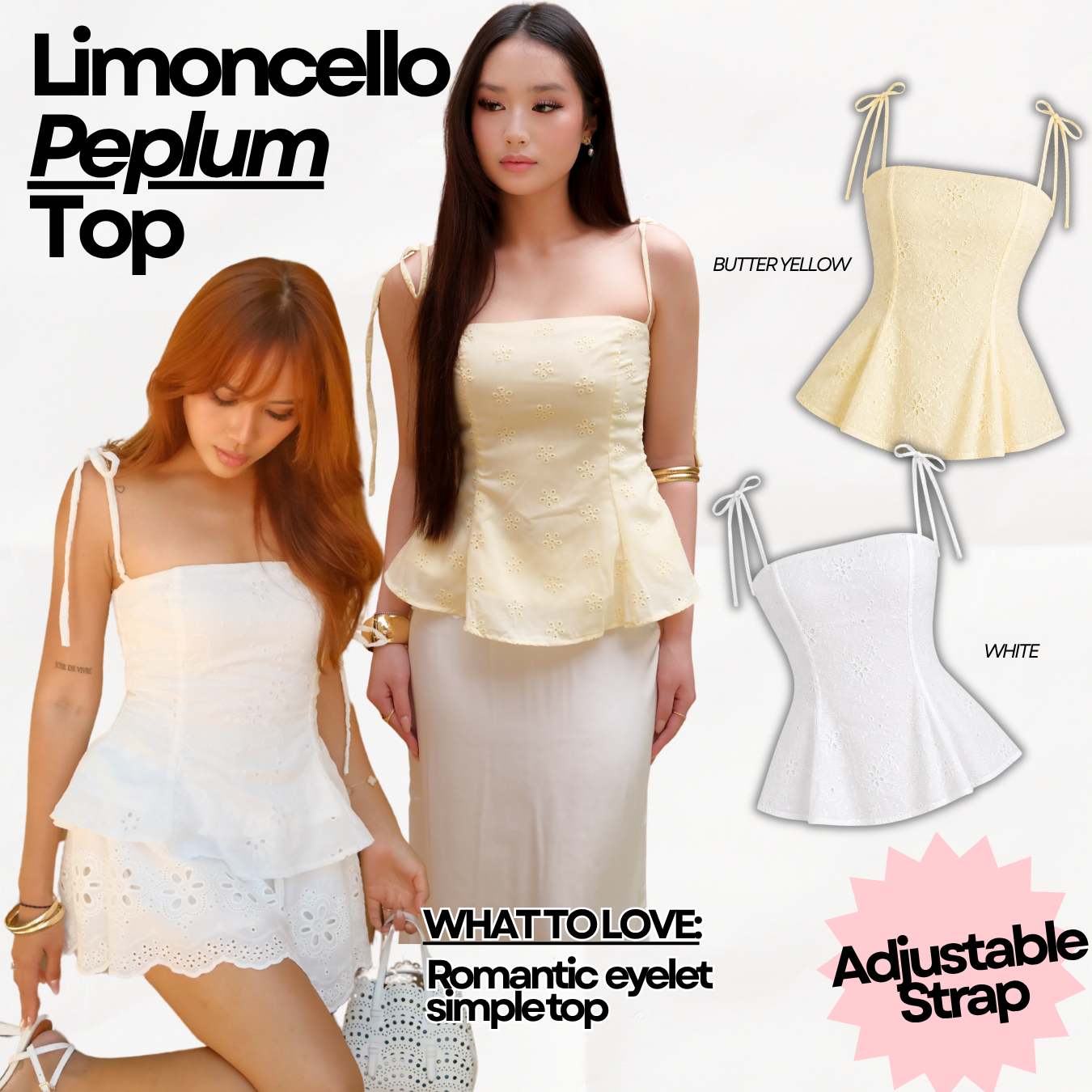 She Wears Sugar – Limoncello Top | Eyelet Peplum Top Corset Top Summer Bali Outfit Coquette