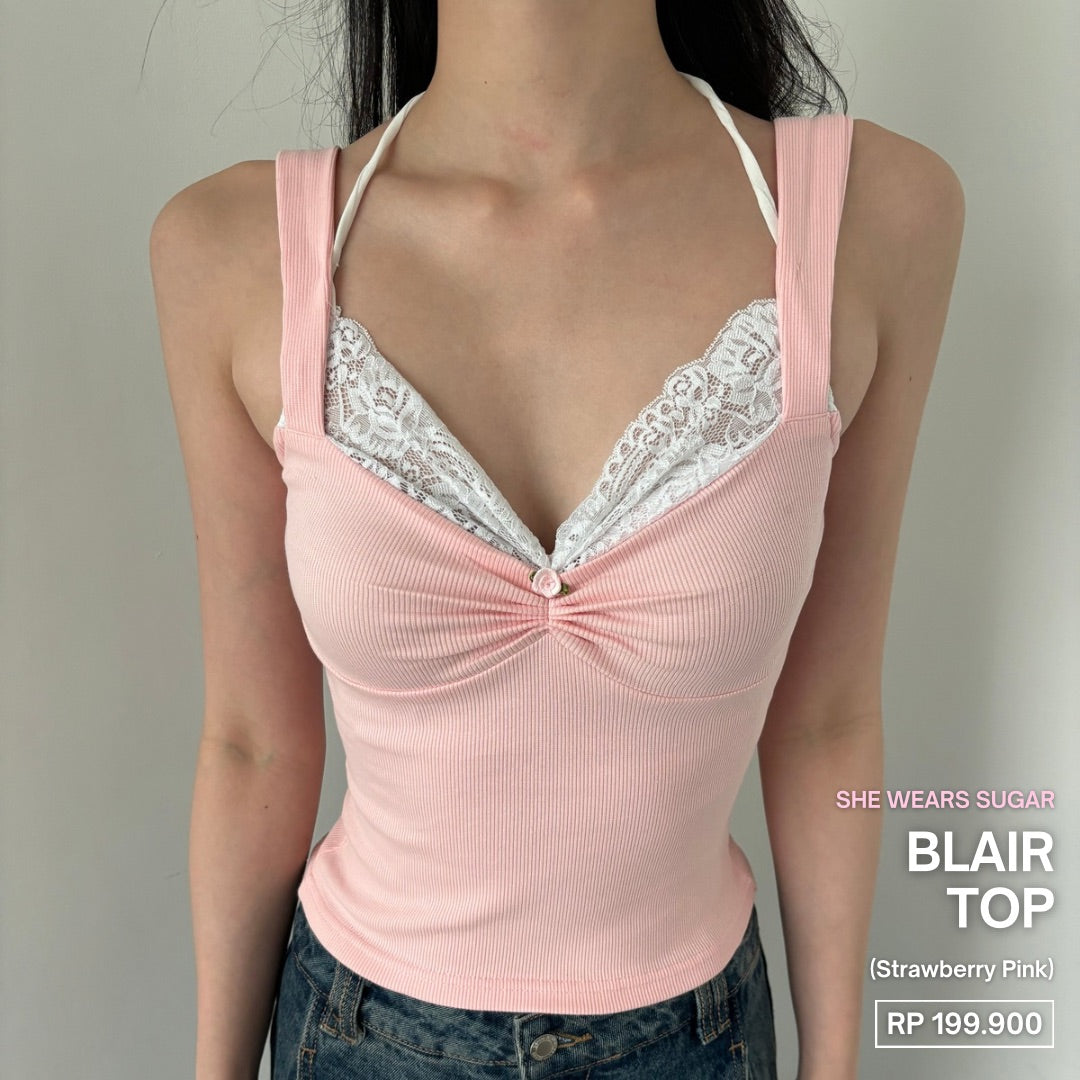 SHEWEARSSUGAR Blair Lace Halter Neck Knitted Tank Top