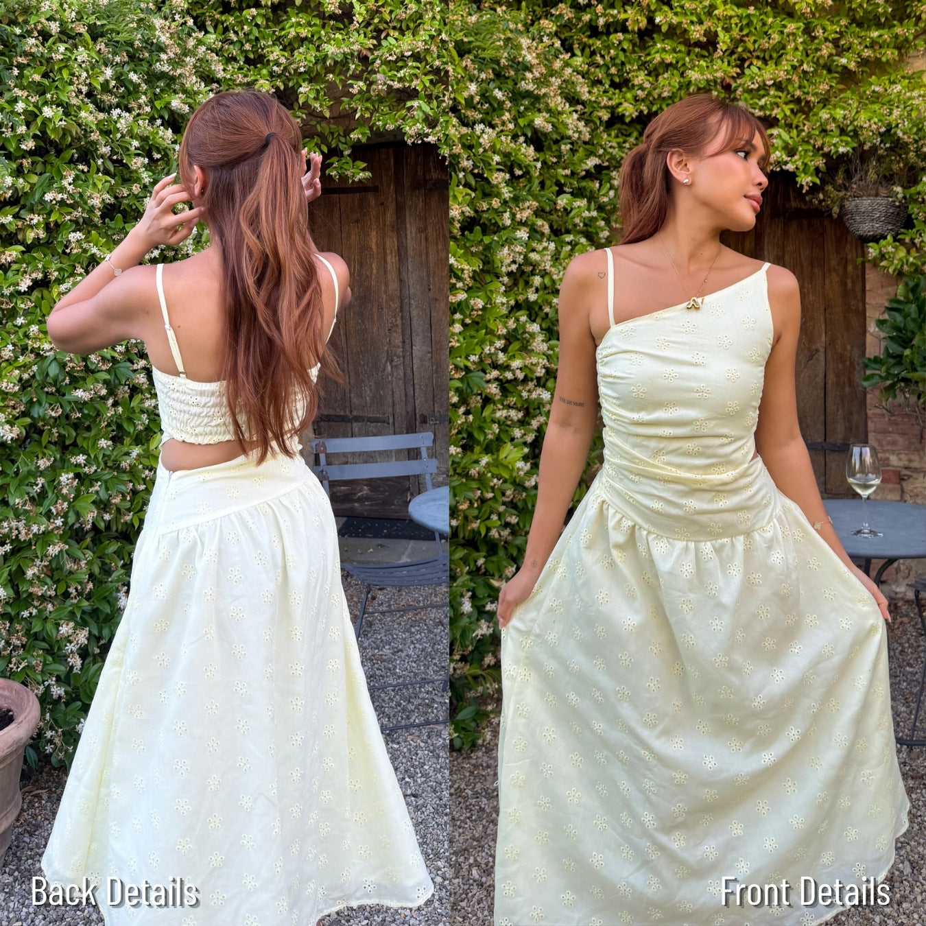 She Wears Sugar – Tuscan Sun Maxi Dress | One Shoulder Maxi Dress Eyelet Summer Bali Outfit Resort Wear