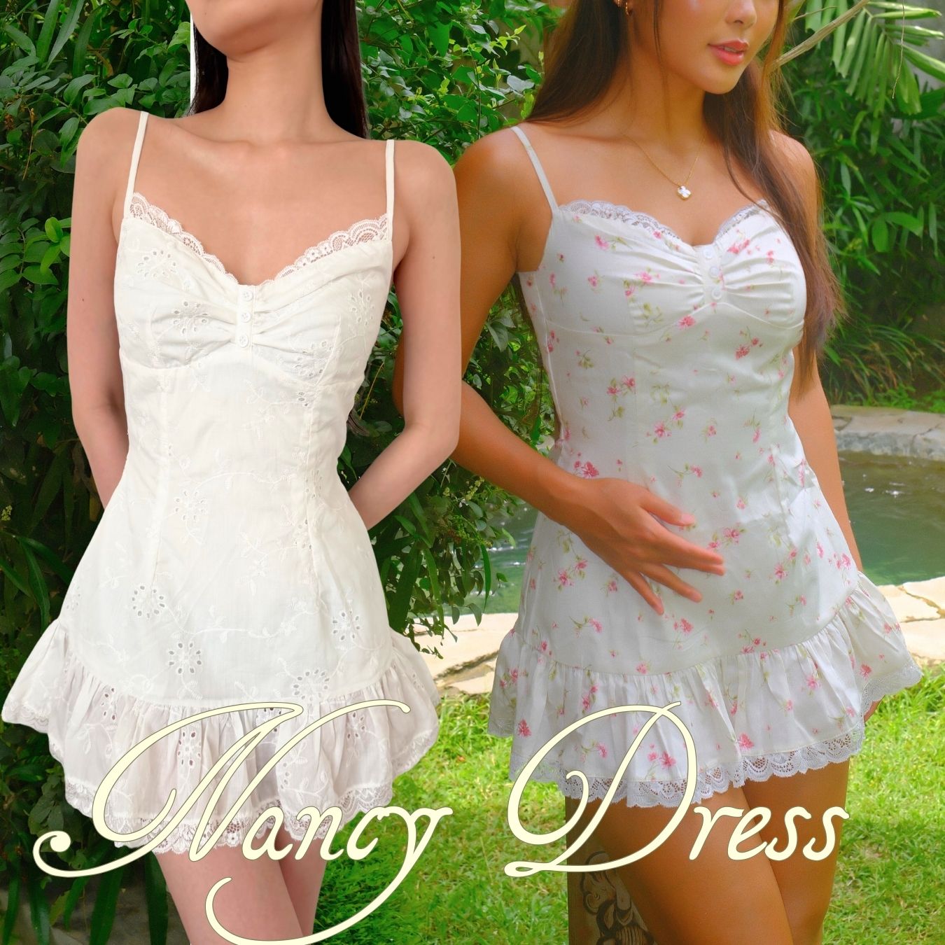 She Wears Sugar x Isabella – Nancy Dress | Dress Wanita Mini Summer Dress Dress Korea Gaun Putih Coquette Lace Fit Body
