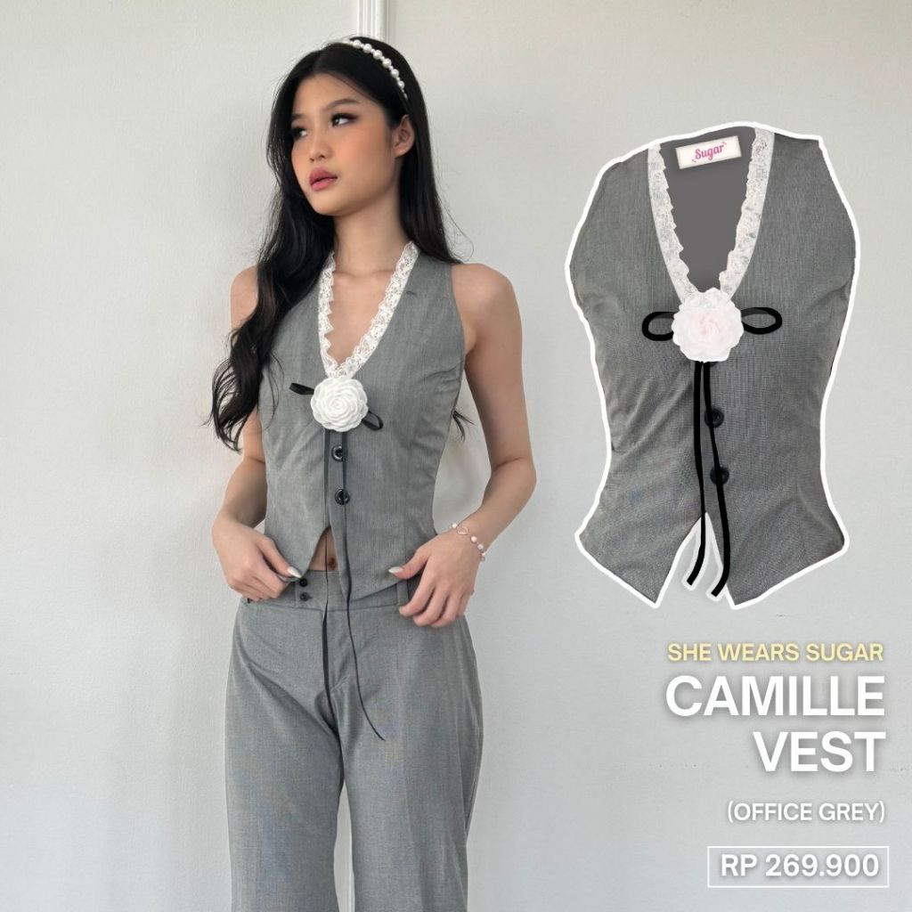 She Wears Sugar --  Camille Vest | Atasan Wanita | Outfit Korea | Rompi