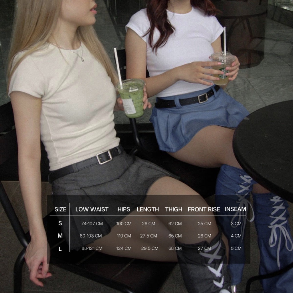 She Wears Sugar – Meow Denim Skort | Skort Wanita Rok Celana Wanita Denim Y2K Outfit Korea Korean Style Blue Outfit