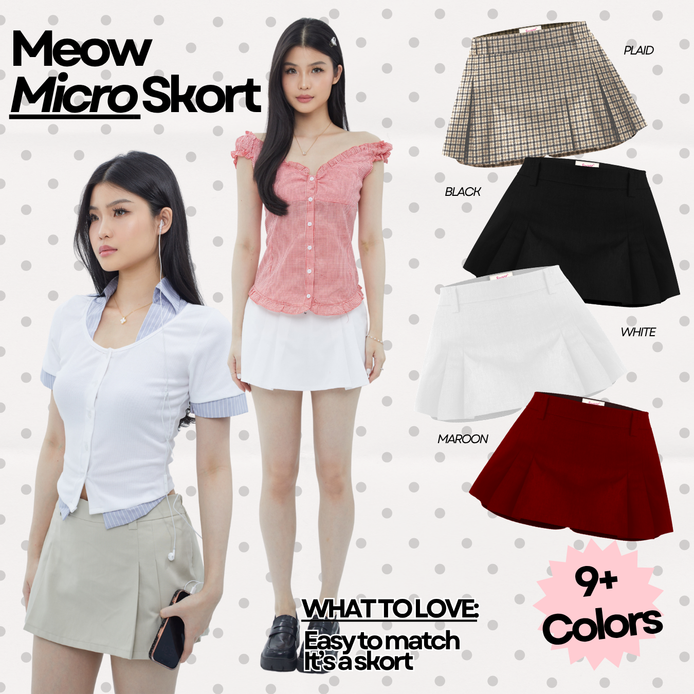 She Wears Sugar — Meow Micro Pleated Skort | Rok Celana Mini Wanita Tennis Golf Korean Style Summer Bali Outfit