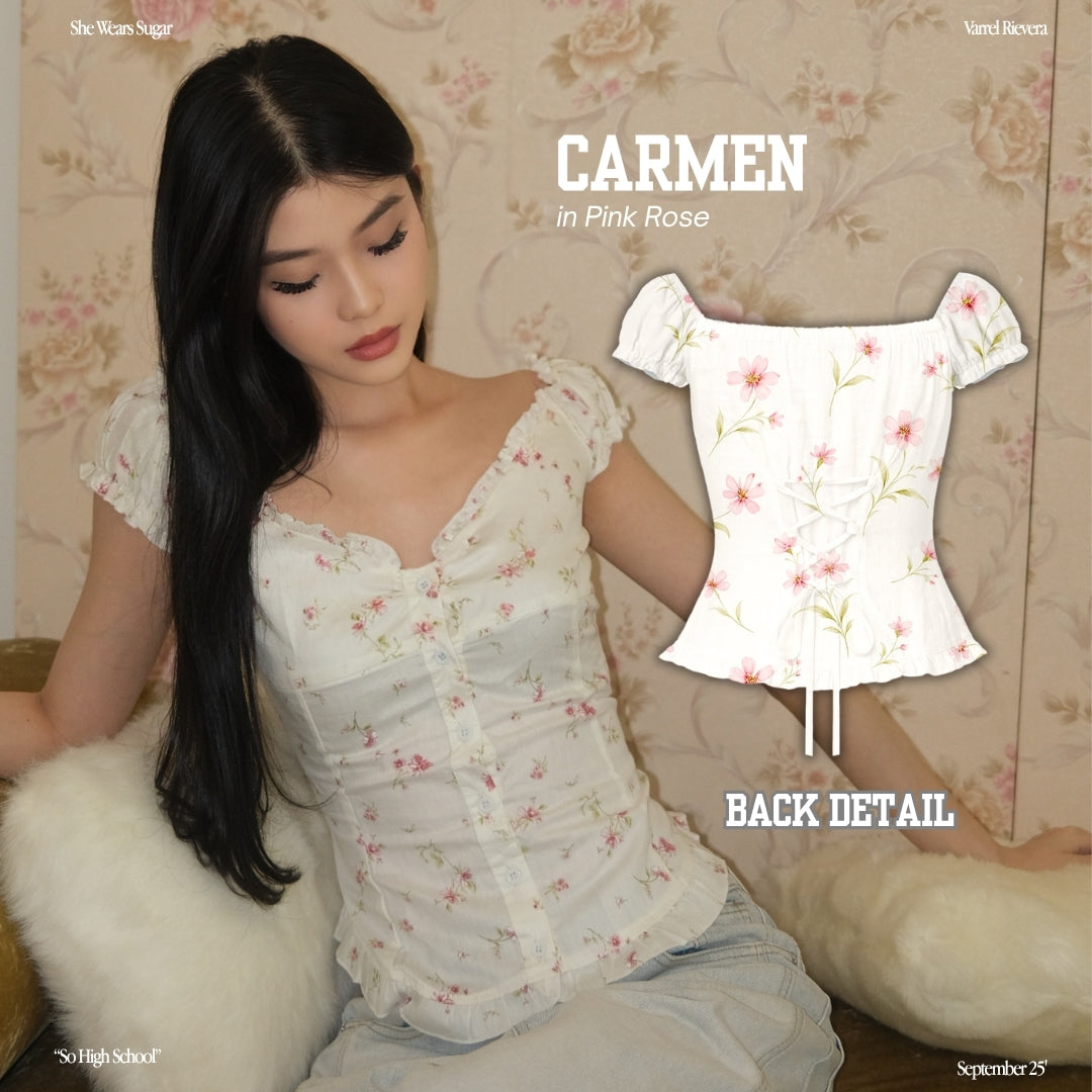 SHEWEARSSUGAR X VARREL RIEVERA — Carmen Top | Fitted Shirt | Casual Bali | Babydoll Blouse | Coquette