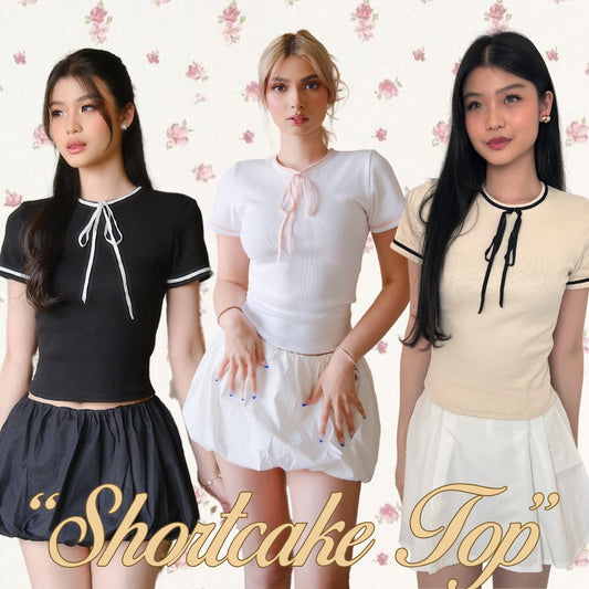 She Wears Sugar -- Shortcake Top | Atasan Wanita | Outfit Korea | Ribbon Top | Coquette Aesthetic