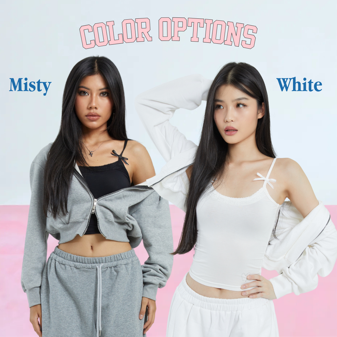 SHEWEARSSUGAR X VARREL RIEVERA — Manon Crop Zip Jacket | Airport Outfit | Jaket Sweater | Wanita Cewe | Jaket perempuan |