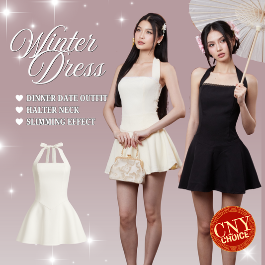 Shewearssugar – Winter Dress |  Wanita Halter Mini Dress Backless Party Dinner Outfit