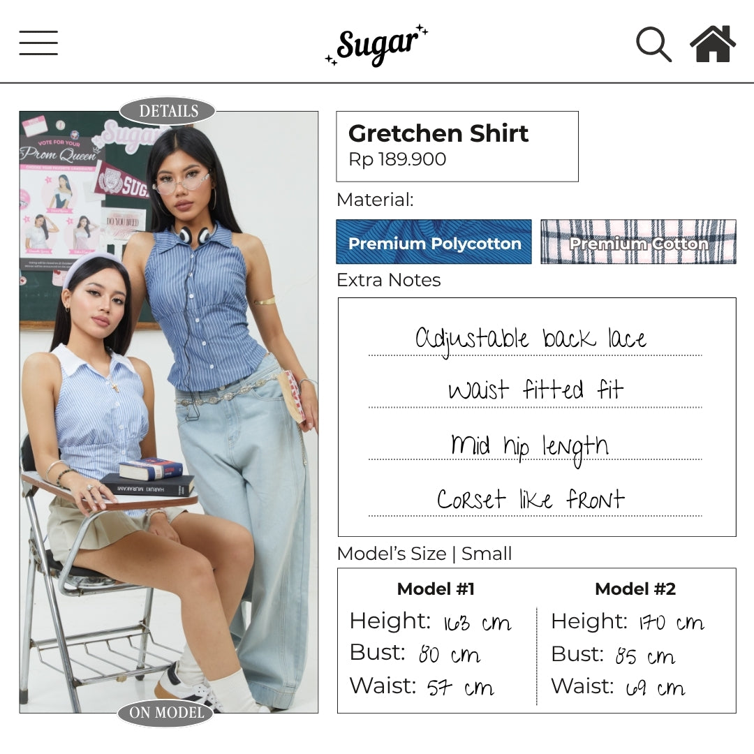SHEWEARSSUGAR X VARREL RIEVERA — Gretchen Shirt | Kemeja Atasan Wanita Lucu | Fitted Shirt | Coquette