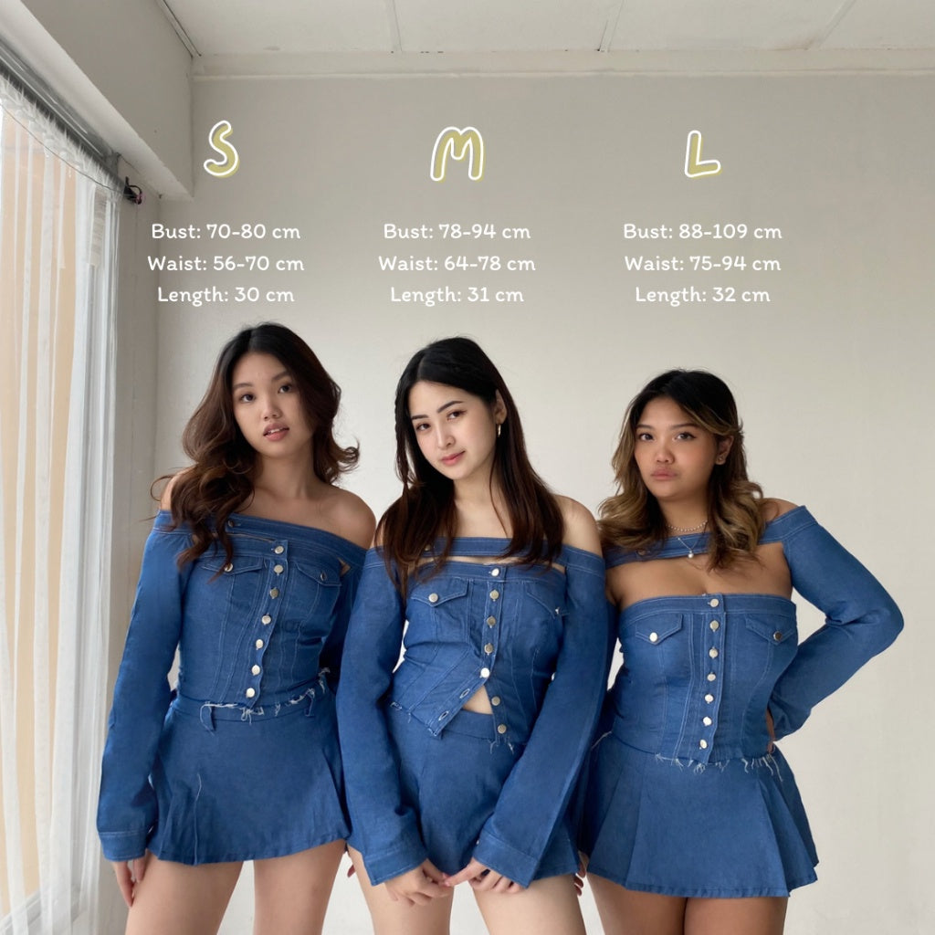 She Wears Sugar – Meow Denim Skort | Skort Wanita Rok Celana Wanita Denim Y2K Outfit Korea Korean Style Blue Outfit