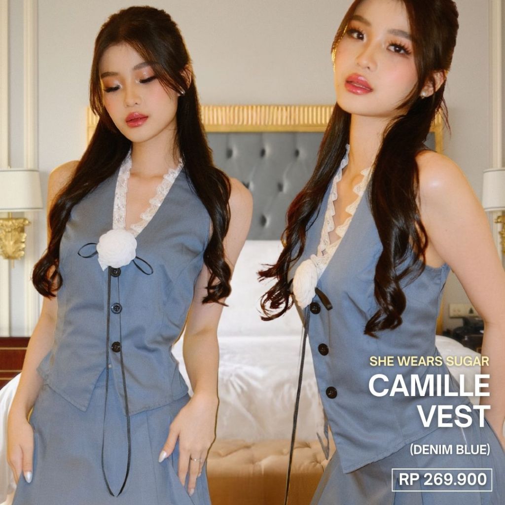 She Wears Sugar --  Camille Vest | Atasan Wanita | Outfit Korea | Rompi