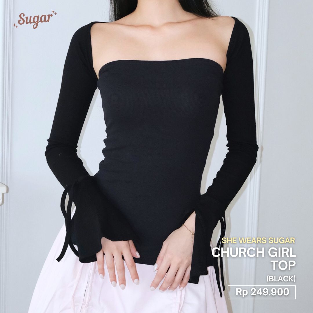 SHEWEARSSUGAR Church Girl Top | Top Wanita Atasan Lengan Panjang | Long Sleeve Top | Atasan Baju Wanita