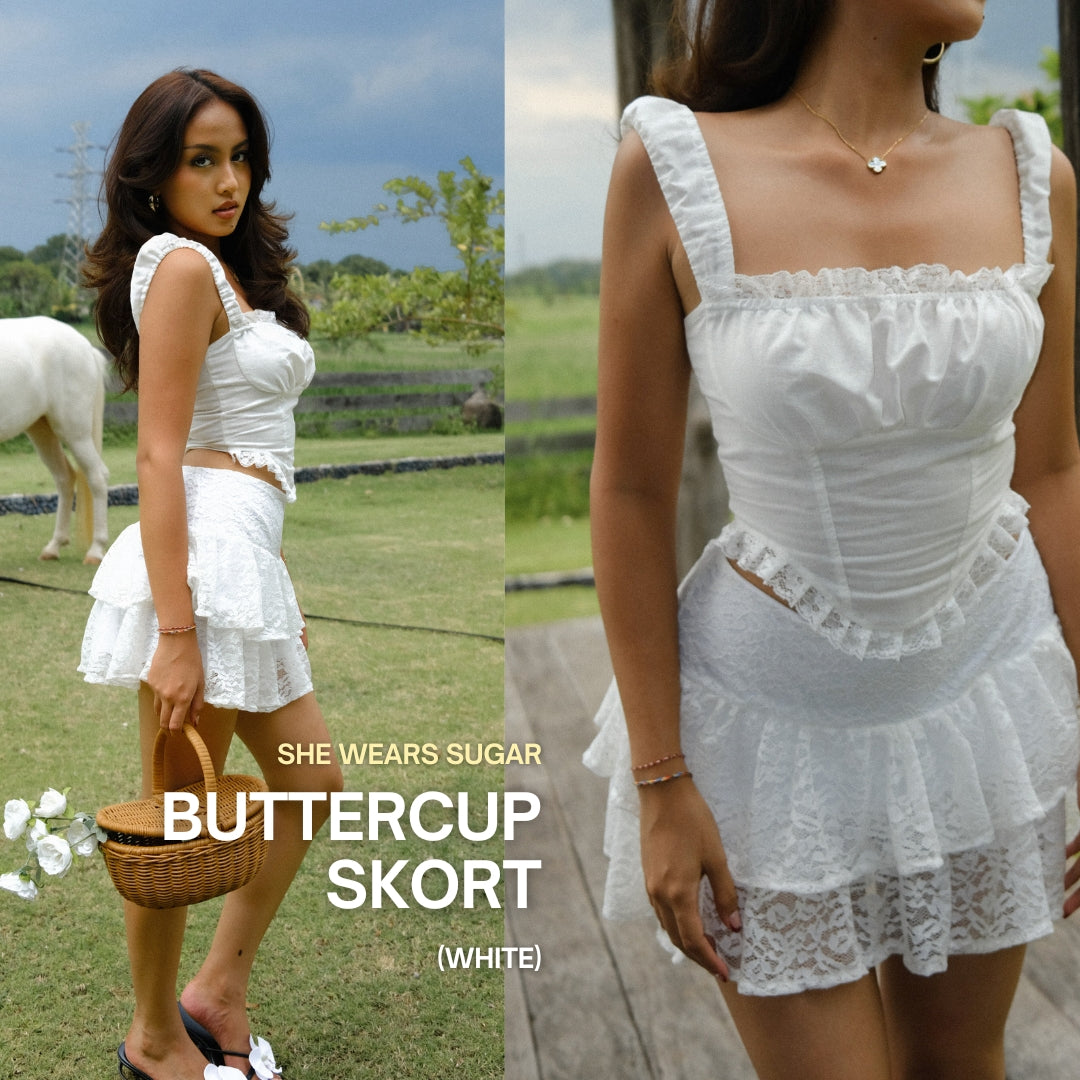Shewearssugar x Zeta Blanco – Buttercup Skort | Wanita Rok Celana Polycotton High Waist