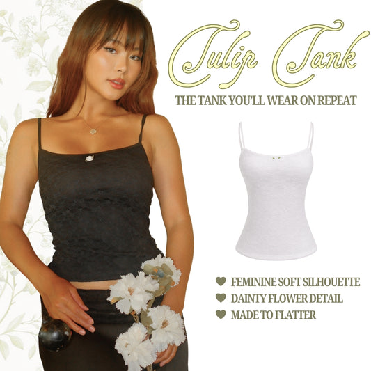 She Wears Sugar x Isabella – Tulip Tank | Tank Top Wanita Lace Fit Body Atasan Cewe Coquette Y2K Top