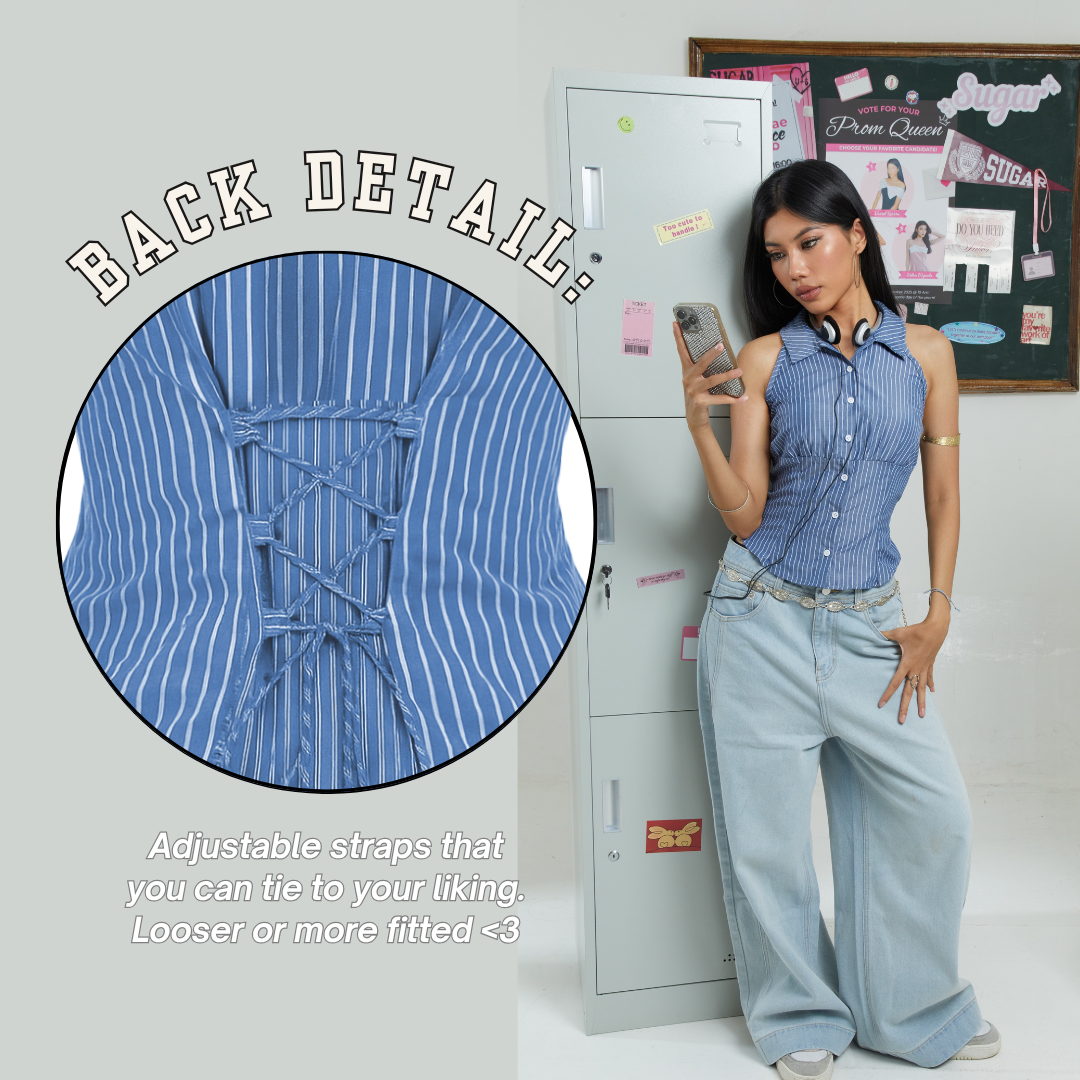 She Wears Sugar x Varrel Rievera – Gretchen Shirt | Kemeja Wanita Fitted Shirt Atasan Wanita Lucu Coquette Lace Top Korean Style Fit Body