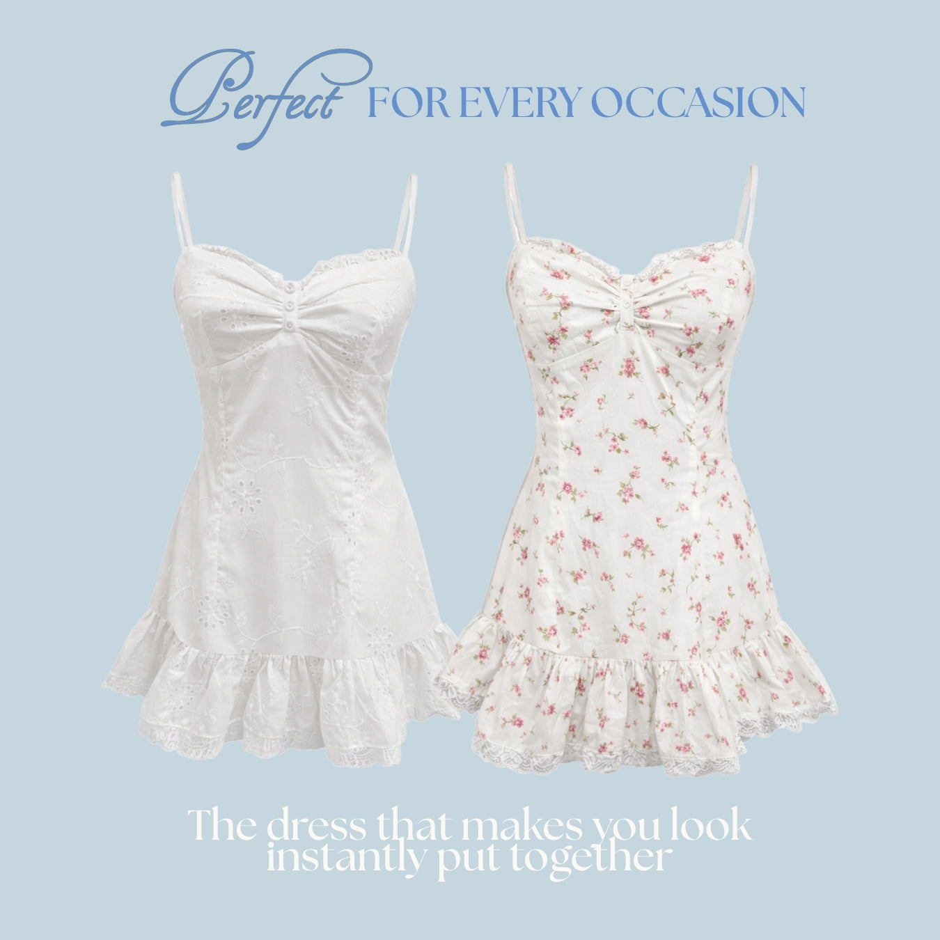 She Wears Sugar x Isabella – Nancy Dress | Dress Wanita Mini Summer Dress Dress Korea Gaun Putih Coquette Lace Fit Body