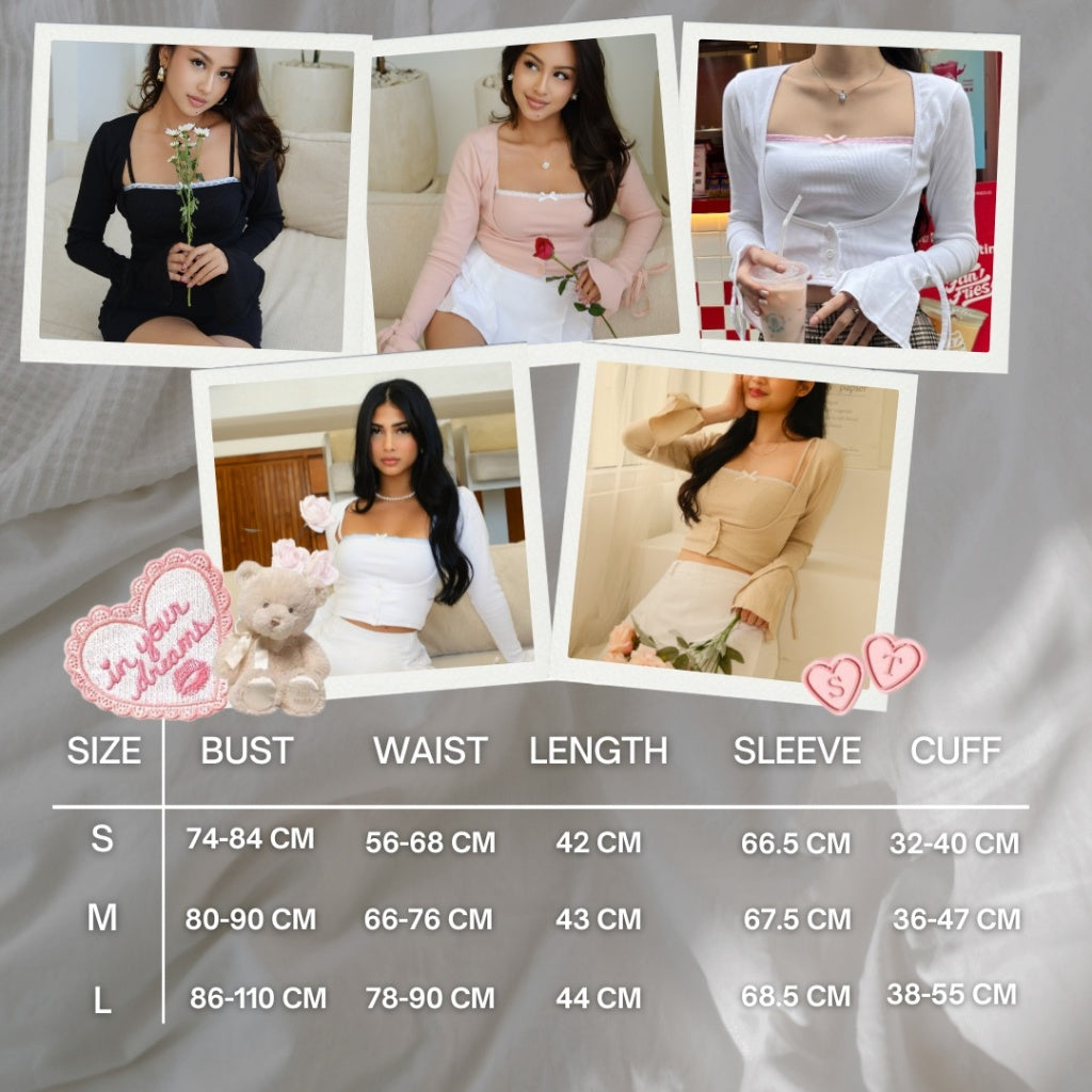 SHEWEARSSUGAR x ZETA BLANCO - Sweetie Top | Bolero Set | Outfit Korea | Top Wanita | Coquette Aesthetic | Crop Top