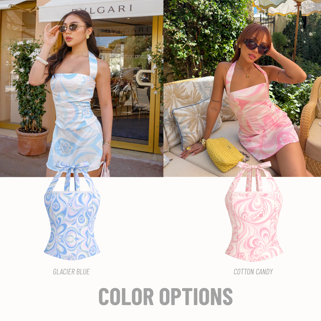 She Wears Sugar – Bisous Top | Halter Neck Top Satin Corset Top Y2K Print Korean Style Coquette Outfit