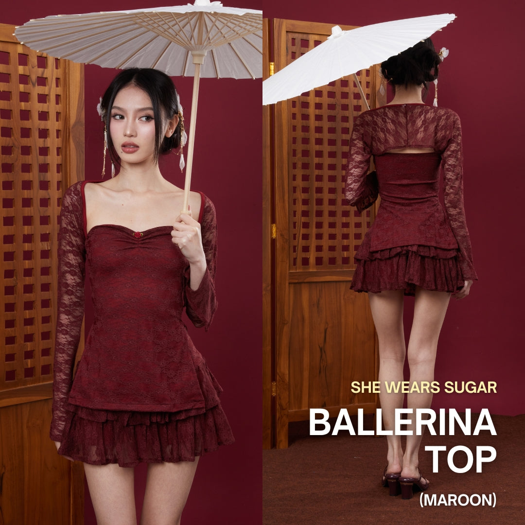 SHEWEARSSUGAR x ZETA BLANCO BALLERINA TOP | Top Wanita Atasan Lengan Panjang | Long Sleeve Top | Atasan Baju Wanita