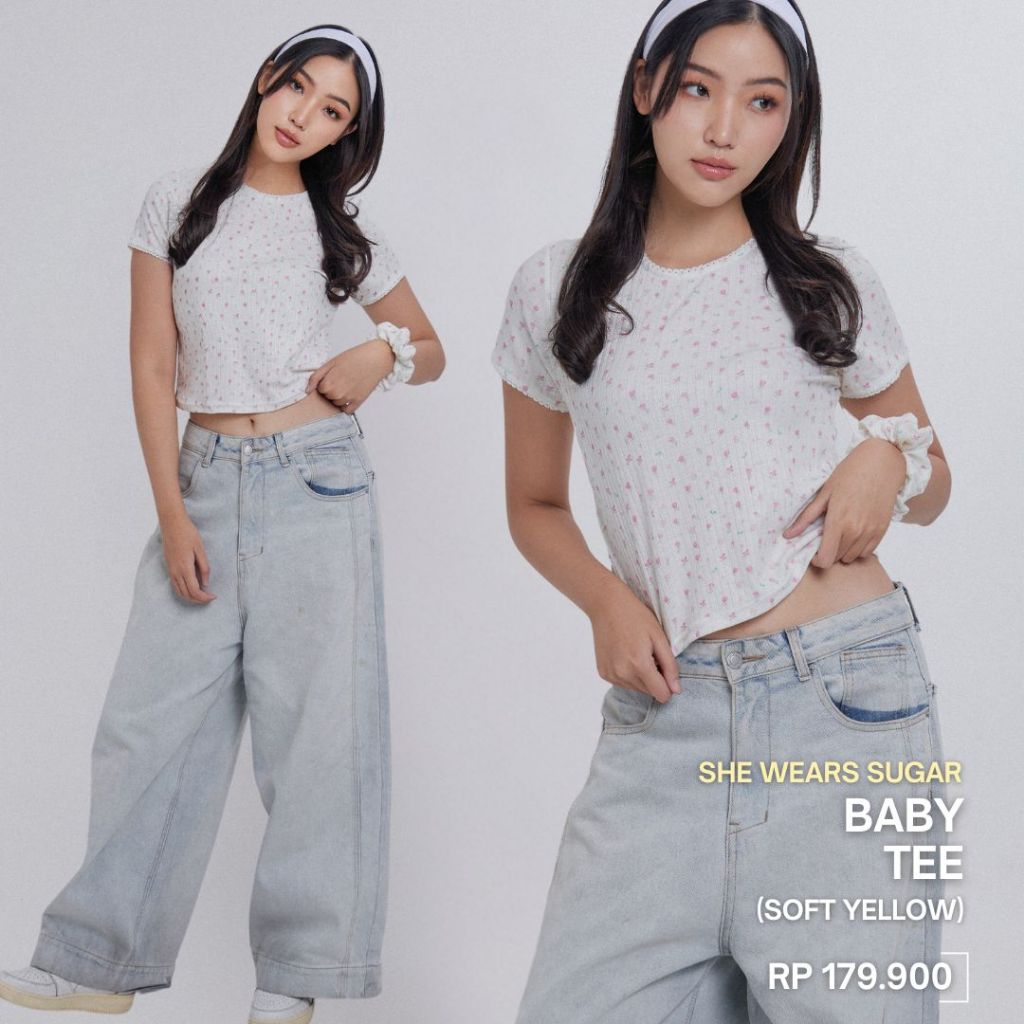 SHEWEARSSUGAR COZY -  BABY TEE | Pakaian Wanita | Top Wanita | Baju Korea | Coquette Outfit