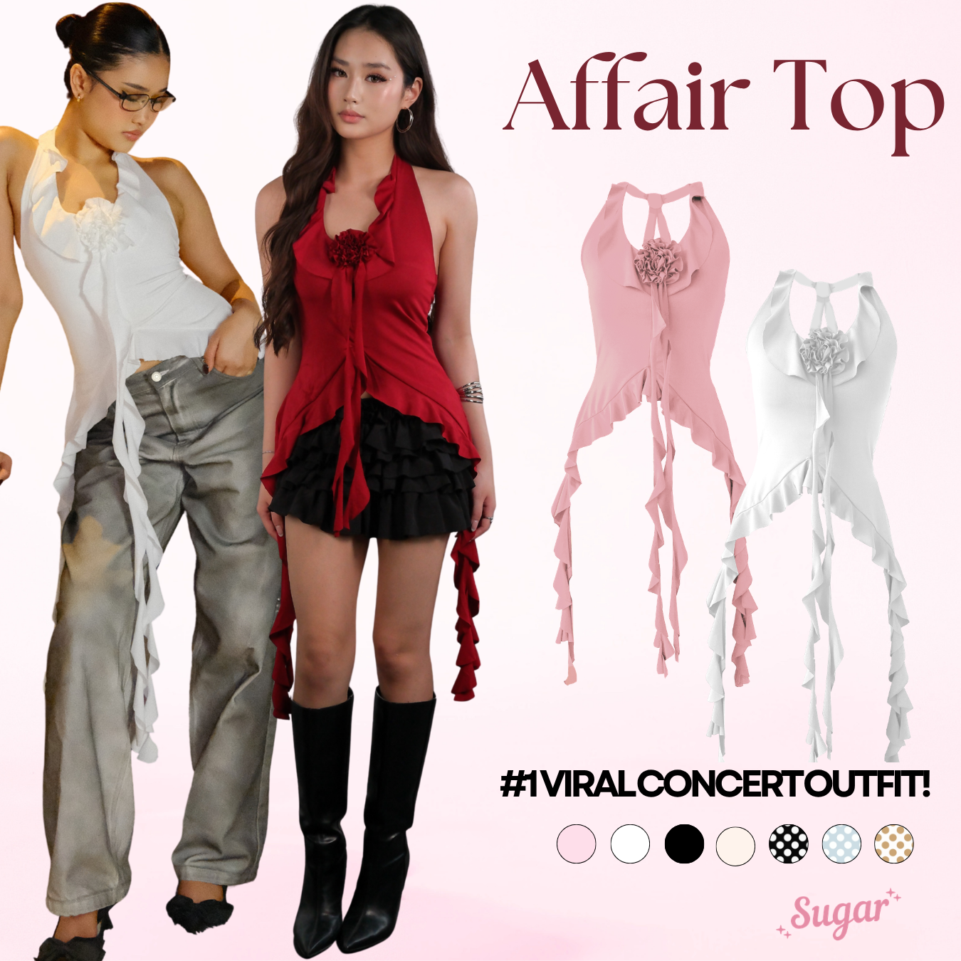 She Wears Sugar – Affair Top | Halter Top Wanita Summer Bali Outfit Korean Style Coquette Resort Wear