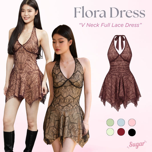 She Wears Sugar x Isabella – Flora Dress | Dress Wanita Mini Dress Summer Dress Beachwear Dres Korea Gaun Putih Outfit Korea Baju Wanita Terbaru