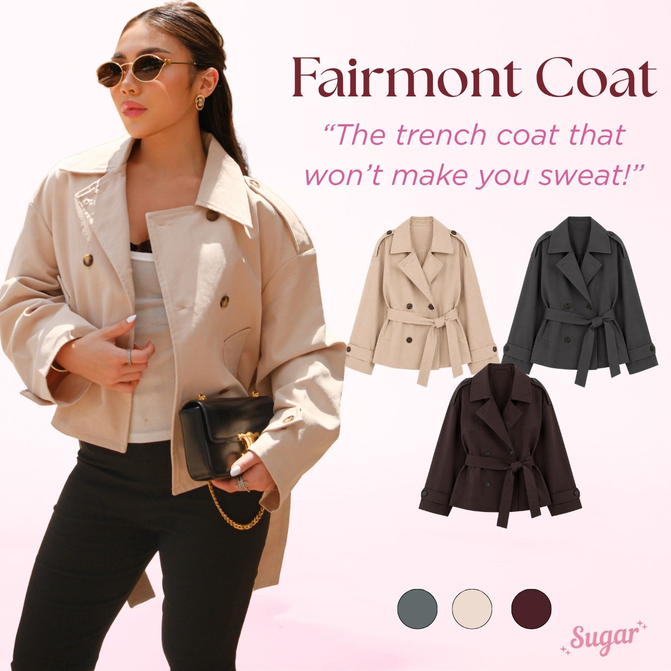 She Wears Sugar – Fairmont Trench Coat | Outer Wanita Trench Coat Korean Style Office Outfit Outer Premium Wanita