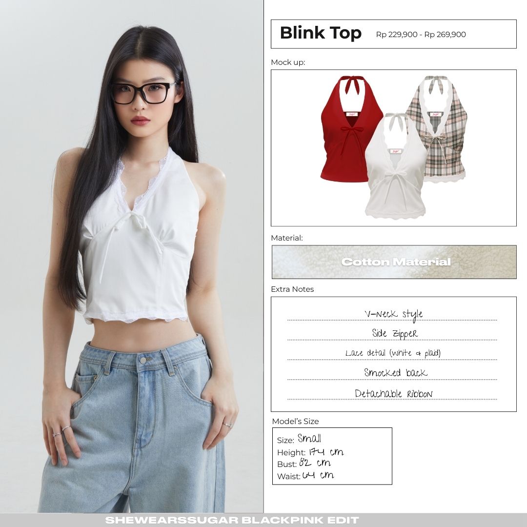 She Wears Sugar – Blink Top | Atasan Wanita Stylish Baju Atasan Wanita Terbaru Y2K Top Korean Style Konser Outfit