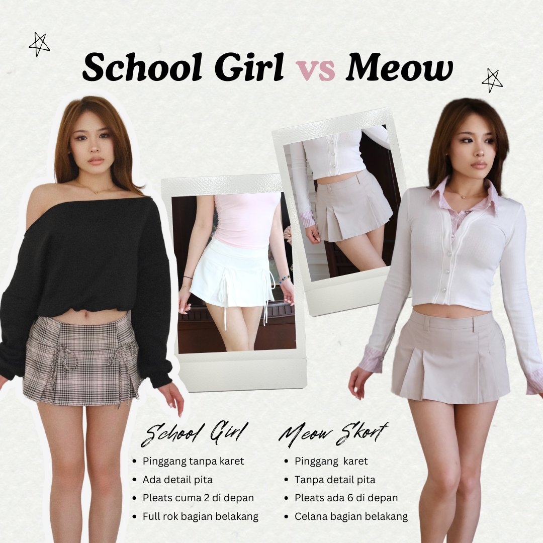 SHEWEARSSUGAR x KEZIV - SCHOOL GIRL SKORT | Bawahan Wanita | Skort Wanita | Rok Celana