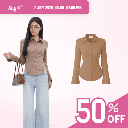 She Wears Sugar x Shagufta – Miss Manager Shirt | Atasan Wanita Kemeja Shirt Wanita Ngantor Outfit Kampus Korean Style Fit Body