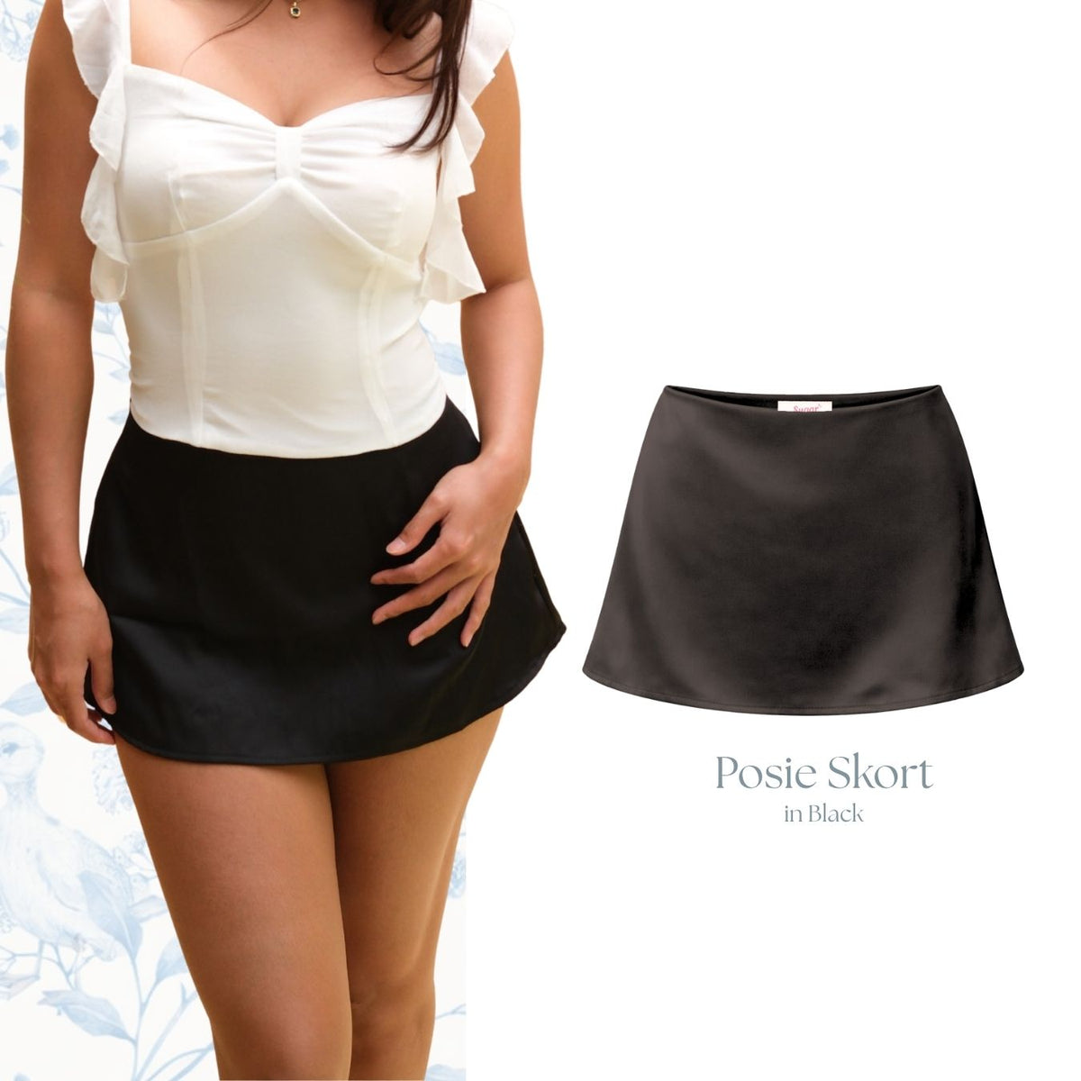 She Wears Sugar x Isabella – Posie Micro Skort | Skort Wanita Low Waist Mini Rok Celana Y2K Outfit Fit Body
