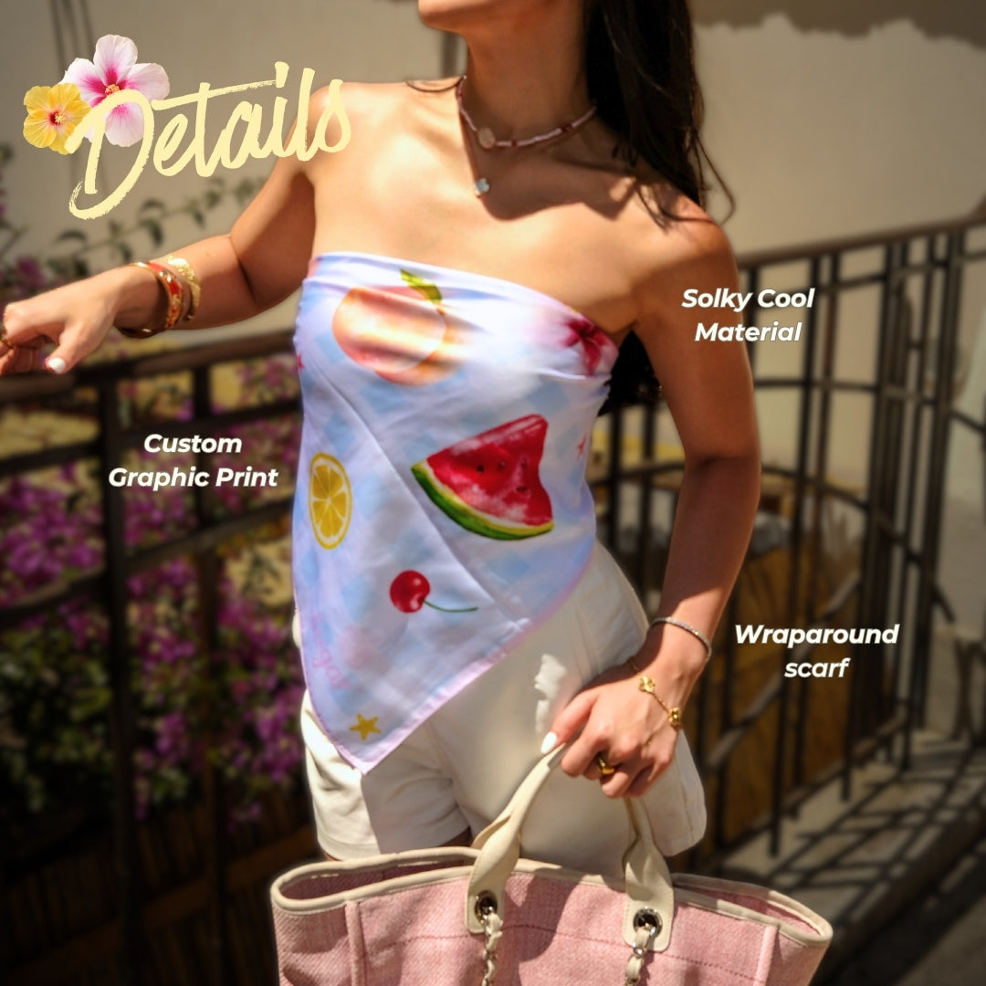 Shewearssugar - Picnic Scarf Top | Scarf Top Wanita Summer | Picnic Top Cewek | Coquette Top Summer Look | Atasan Wanita