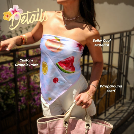 Shewearssugar - Picnic Scarf Top | Scarf Top Wanita Summer | Picnic Top Cewek | Coquette Top Summer Look | Atasan Wanita