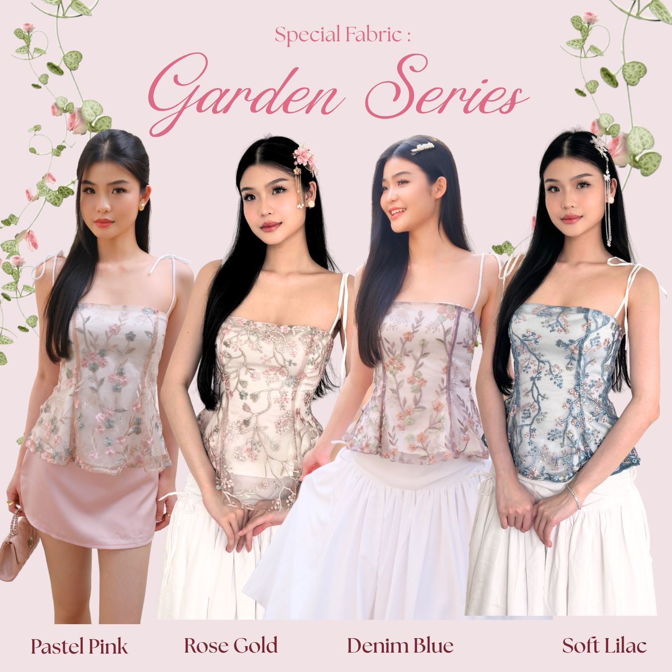 Shewearssugar – Mulan Top | Peplum Tulle Bordir Adjustable Strap Wanita