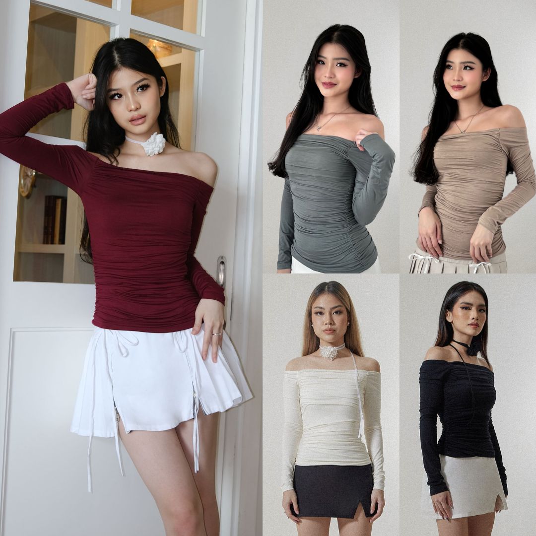 SHEWEARSSUGAR Basics - The Prettiest Top | Top Wanita | Atasan Lengan Panjang | Long Sleeve Top | Atasan Baju Wanita | Off Shoulder Top