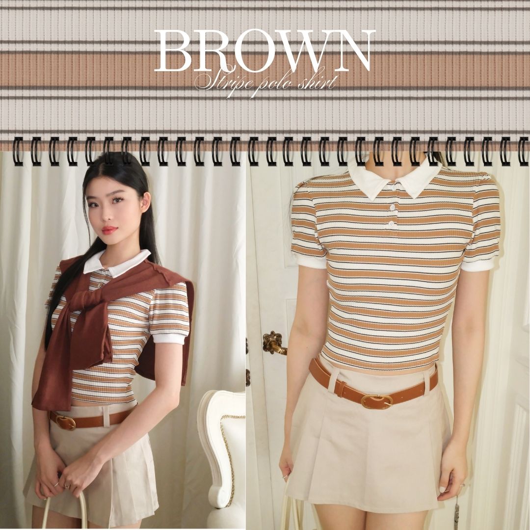 SHEWEARSSUGAR -- Hazel Polo Shirt | Garis - Garis | Kaos Polo Wanita