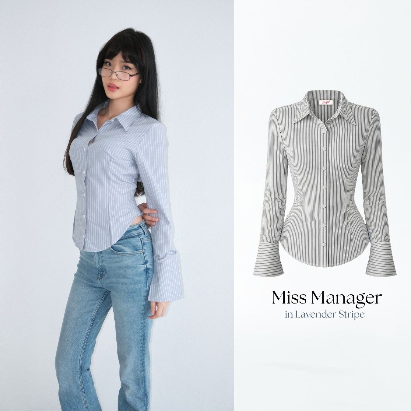 She Wears Sugar – Miss Manager Shirt | Atasan Wanita Kemeja Shirt Wanita Ngantor Outfit Kampus Korean Style Fit Body
