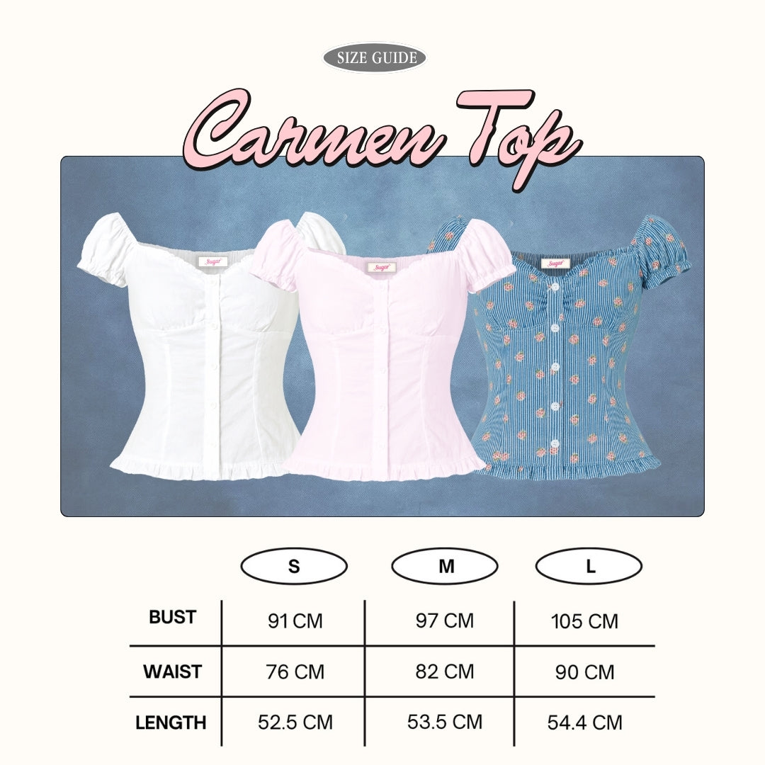 SHEWEARSSUGAR X VARREL RIEVERA — Carmen Top | Fitted Shirt | Casual Bali | Babydoll Blouse | Coquette